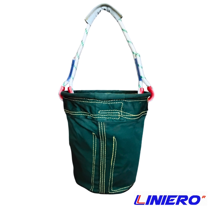 BALDE LONA CUERO 30X30X22 CMS. CON BOLSILLOS INTERIOR