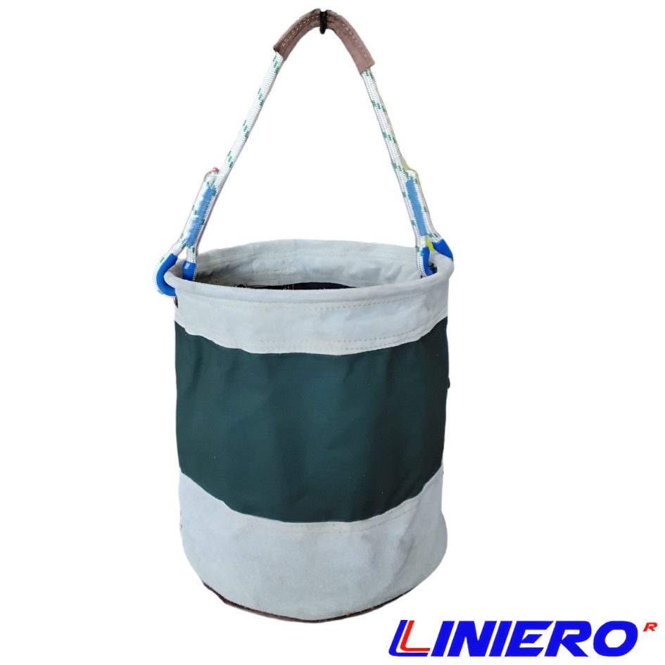 BALDE LONA CUERO 38X38X38 CMS. C/ARCO CORDEL PERLON