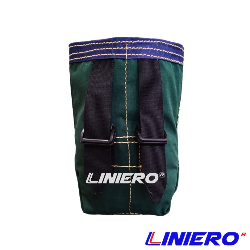 MORRAL LONA CUERO 15X25 CMS. CORTO C/HEBILLA DIELECTRICO VERDE