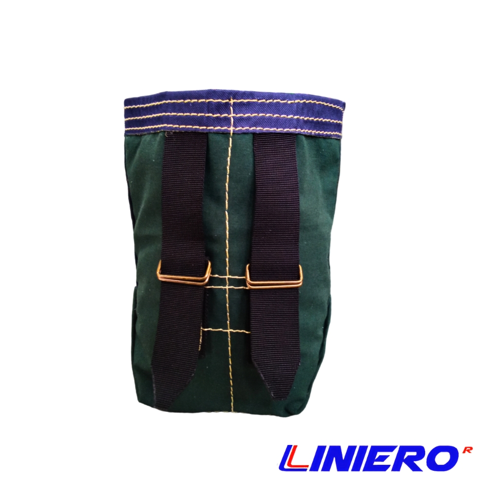 MORRAL LONA CUERO 15X25 CMS. CORTO C/HEBILLA VERDE