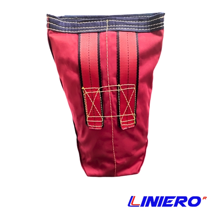 MORRAL LONA CUERO 15X35 CMS. C/ASAS AL CINTURON ROJO