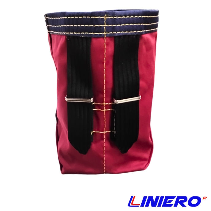 MORRAL LONA CUERO 15X25 CMS. CORTO C/HEBILLA ROJO