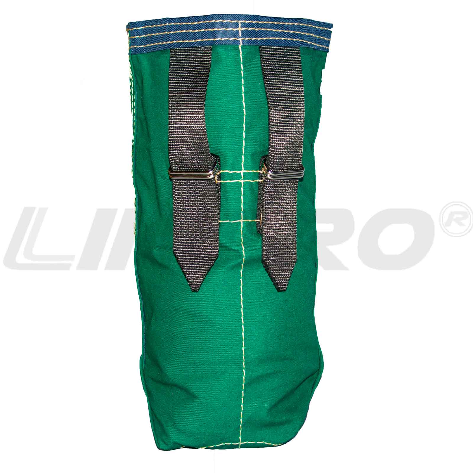 MORRAL LONA CUERO 15X35 CMS. C/HEBILLA VERDE