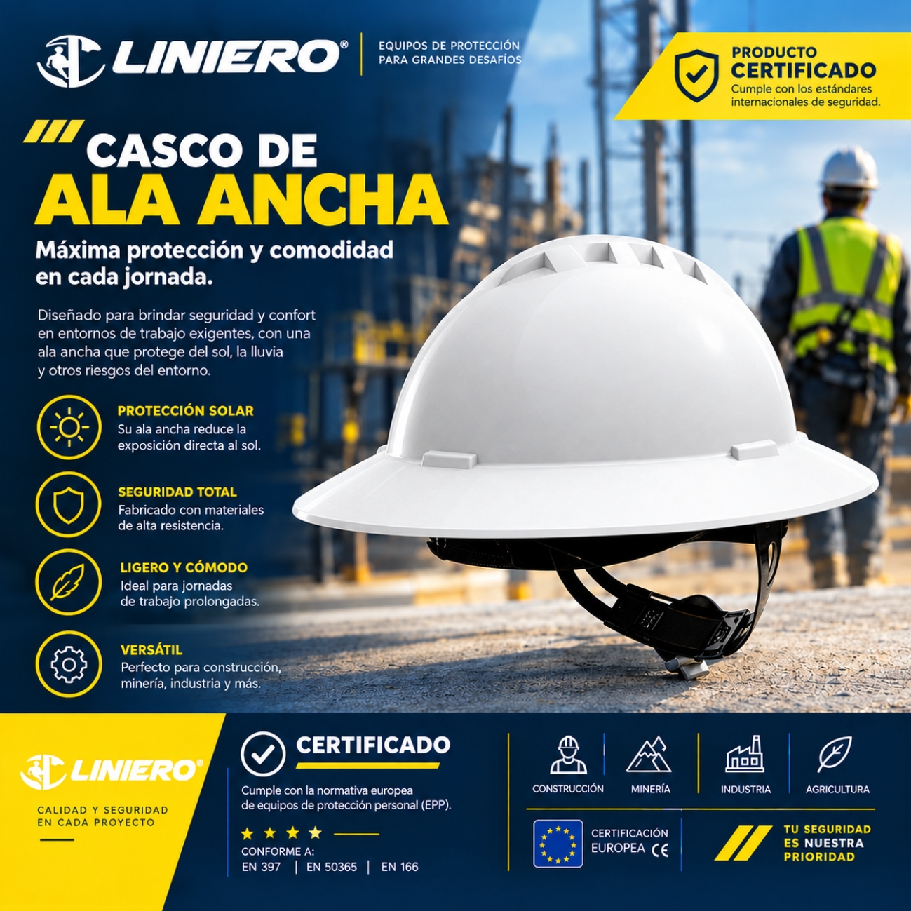 CASCO ALA ANCHA BLANCO LIBUS CON ARNES Y BARBIQUEJO DE 2 PUNTAS 2 CASCO ALA ANCHA BLANCO LIBUS CON ARNES Y BARBIQUEJO DE 2 PUNTAS - Imagen 2