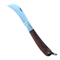 Cuchillo corvo mango de madera delgado c/Seguro STAINLESS